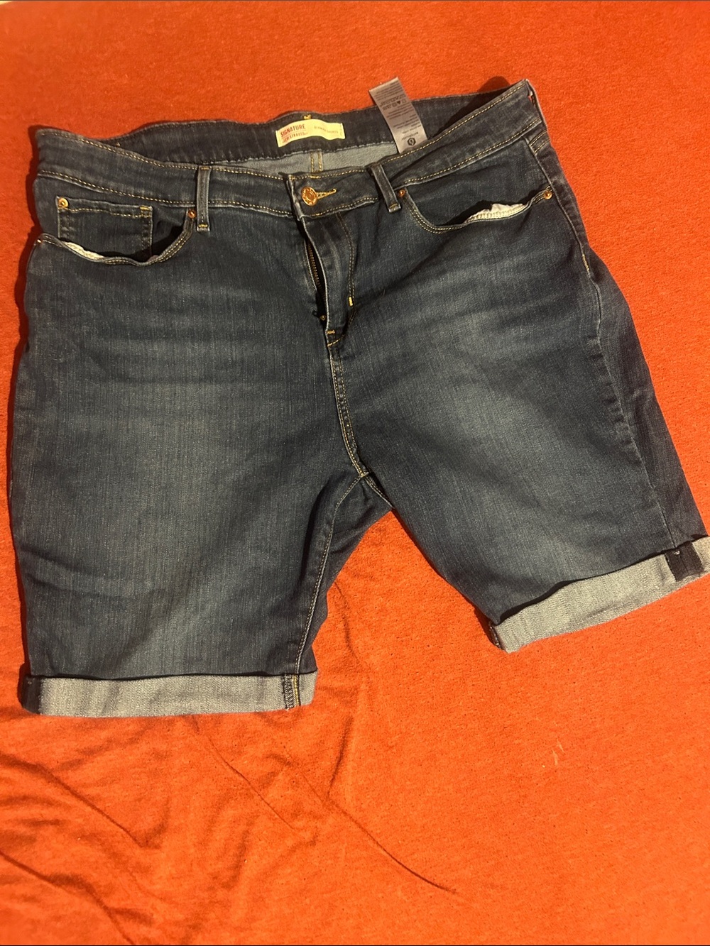 Signature by Levi Strauss Dark Indigo Jeans with Yellow Stitching